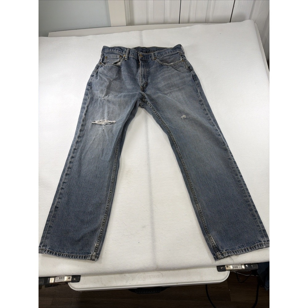 Levi's 551 Jeans Men's 36x32(see Pictures) Blue Denim Relaxed Fit Zip Distressed